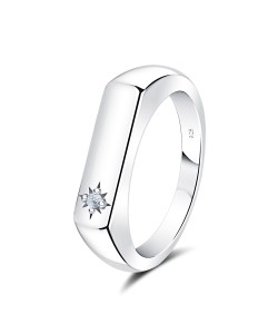 Plain Shape with CZ Stone Silver Ring NSR-4038